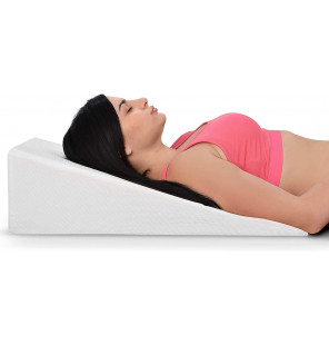 Bed Wedge Pillow With Memory Foam Top – Ideal For Comfortable - Restful Sleeping – Alleviates Neck and Back Pain
